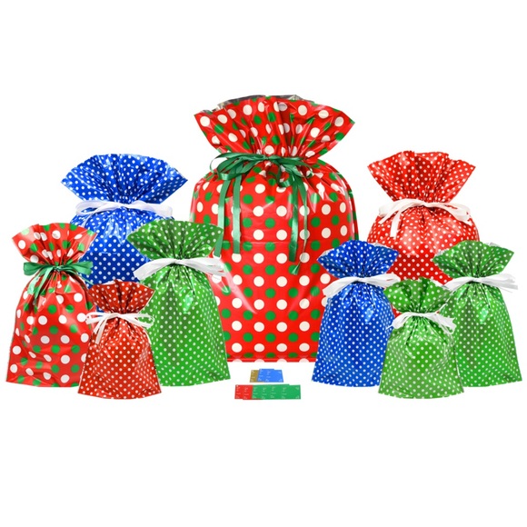Other - Polka Dot Gift Bags Set - Red, Green, Blue
